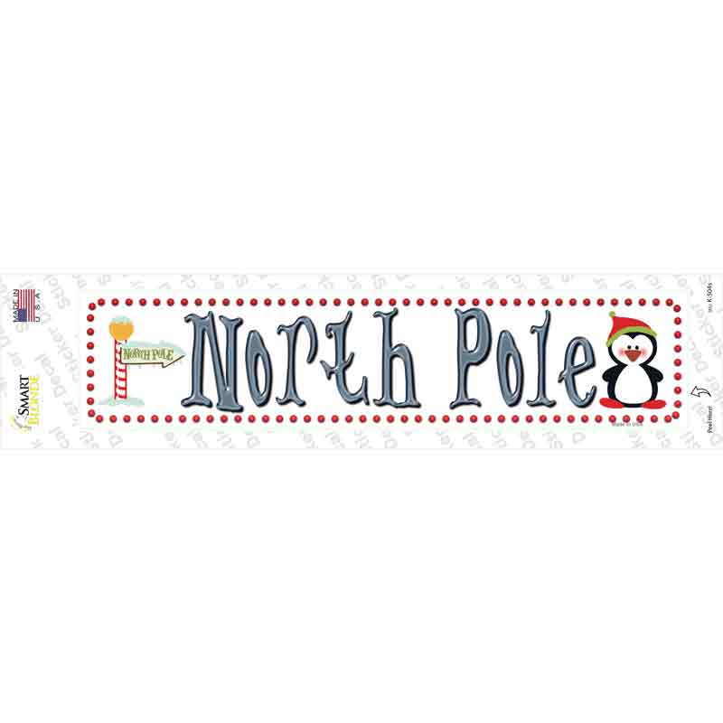 North Pole White Novelty Narrow Sticker Decal Small