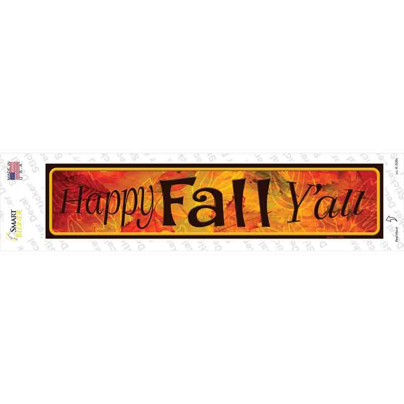 Happy Fall Yall Orange Novelty Narrow Sticker Decal Small