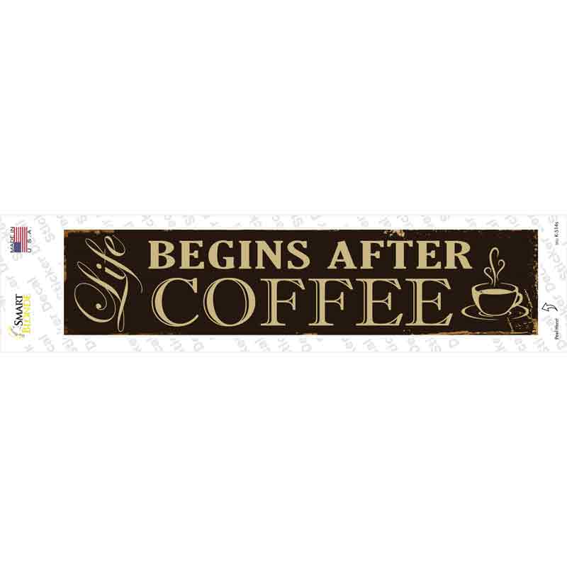 Life Begins After Coffee Novelty Narrow Sticker Decal Small