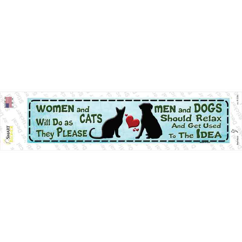 Women & Cats And Men & Dogs Novelty Narrow Sticker Decal Small