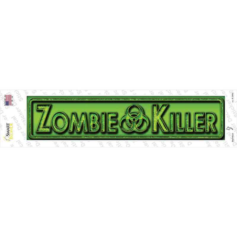 Zombie Killer Green Novelty Narrow Sticker Decal Small