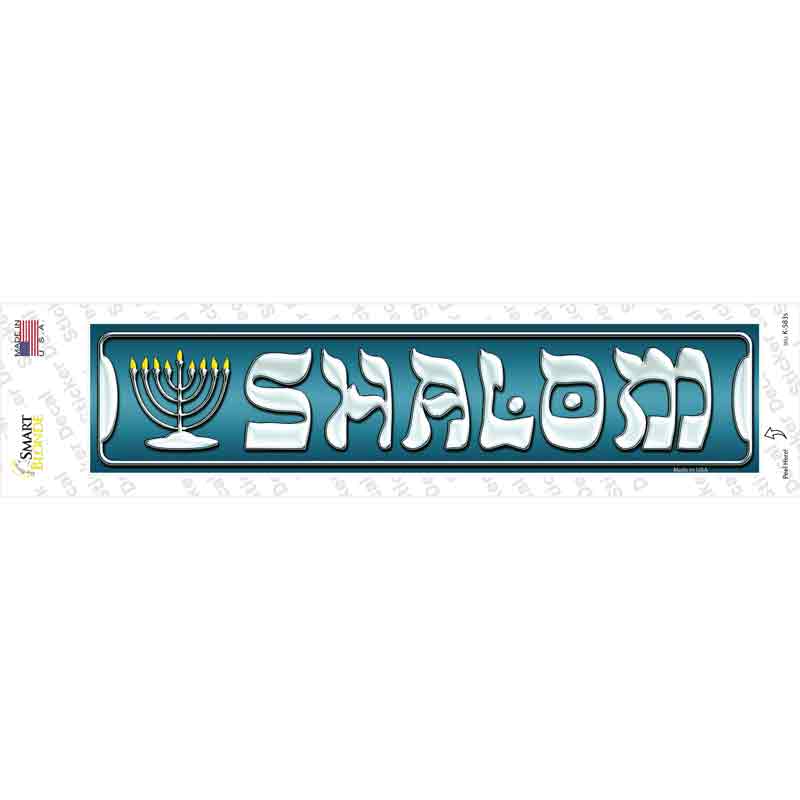 Shalom Menorah Novelty Narrow Sticker Decal Small