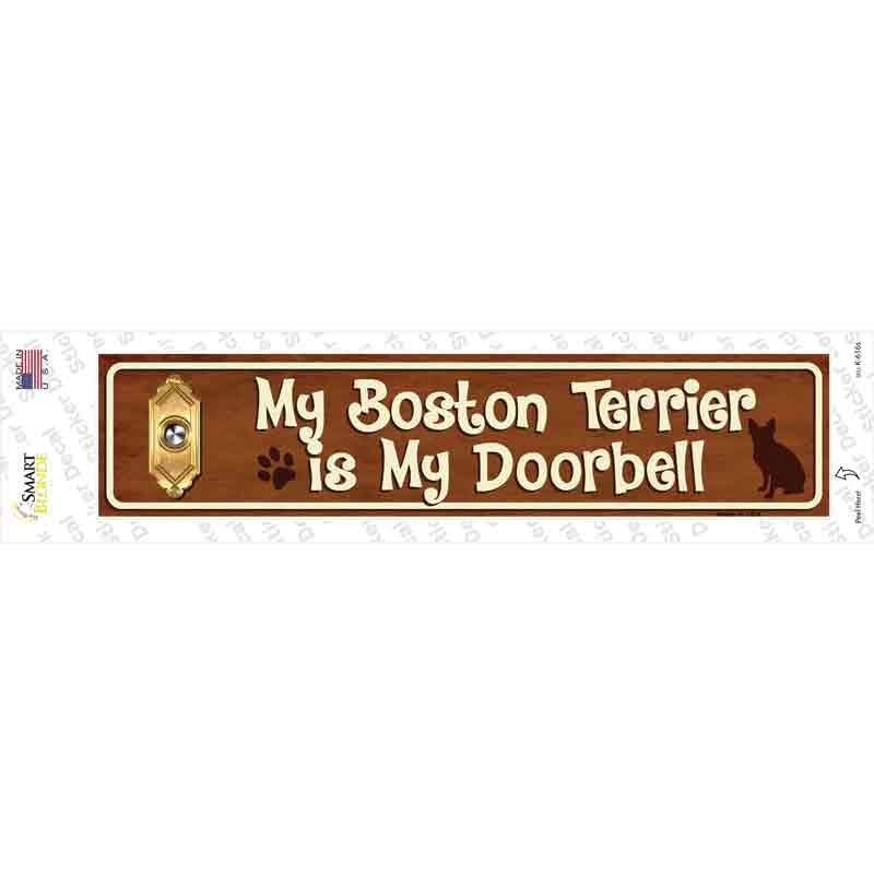 Boston Terrier Is Doorbell Novelty Narrow Sticker Decal
