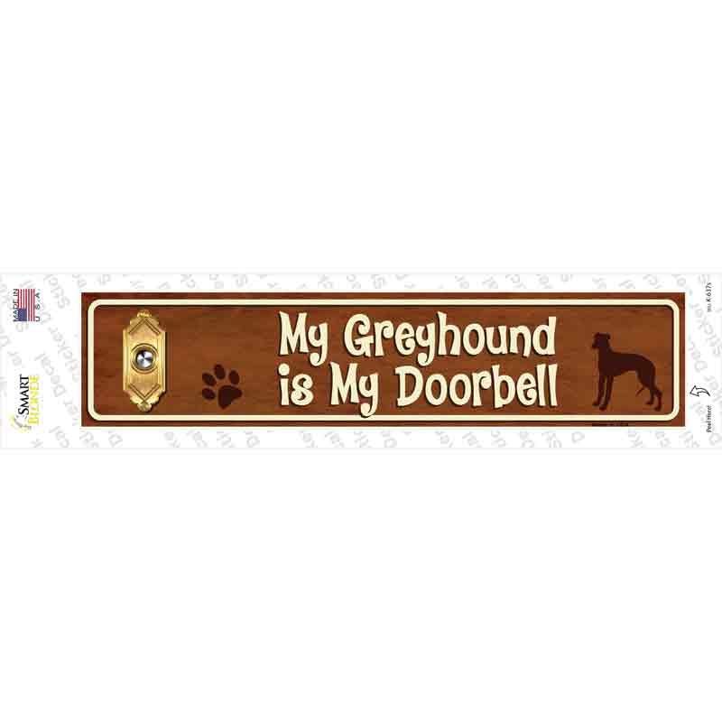 Greyhound Is Doorbell Novelty Narrow Sticker Decal Small