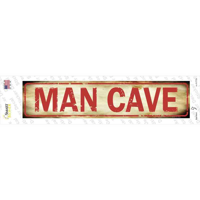 Man Cave Novelty Narrow Sticker Decal Small