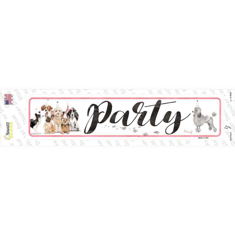 Dog Party Novelty Narrow Sticker Decal Small