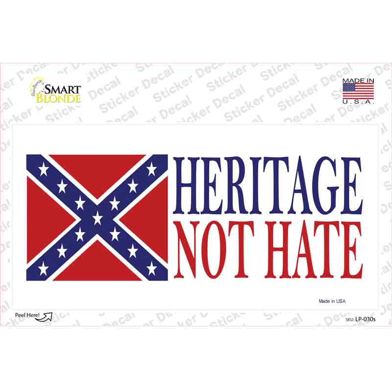 Heritage Not Hate Novelty Sticker Decal Small