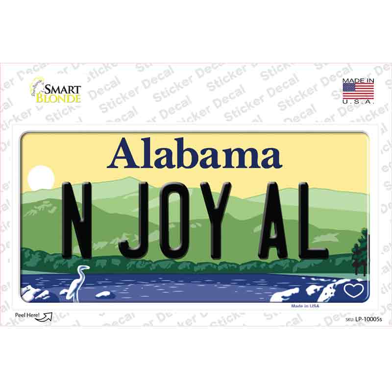 N Joy AL Alabama Novelty Sticker Decal Small