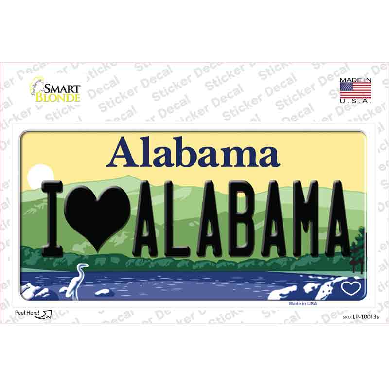 I Love Alabama Novelty Sticker Decal Small