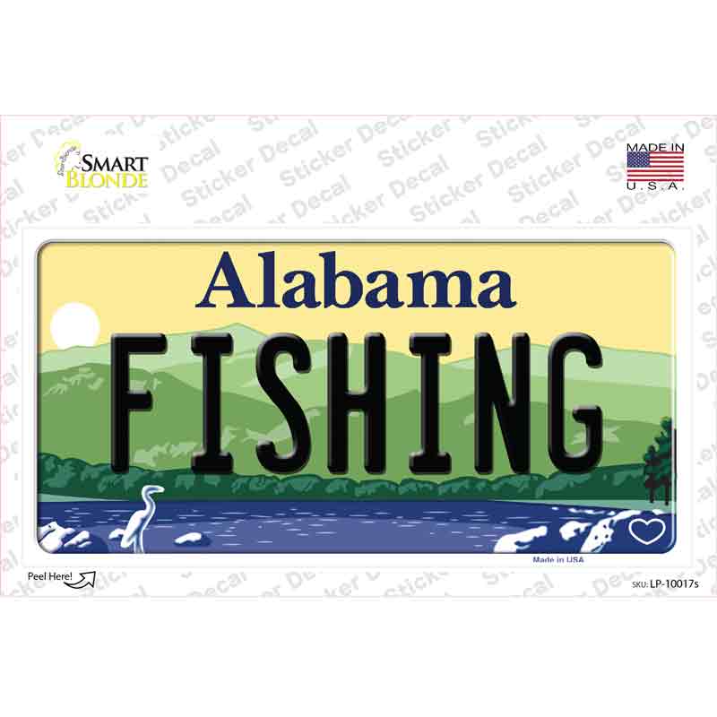 Fishing Alabama Novelty Sticker Decal Small