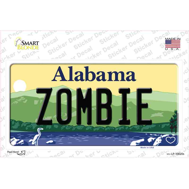 Zombie Alabama Novelty Sticker Decal Small