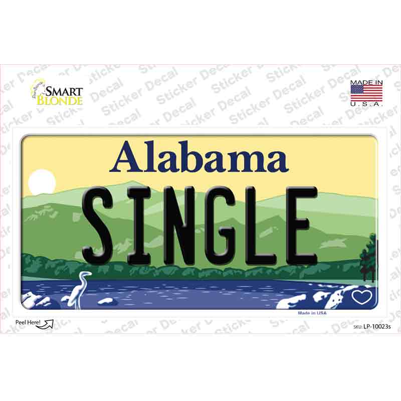 Single Alabama Novelty Sticker Decal Small