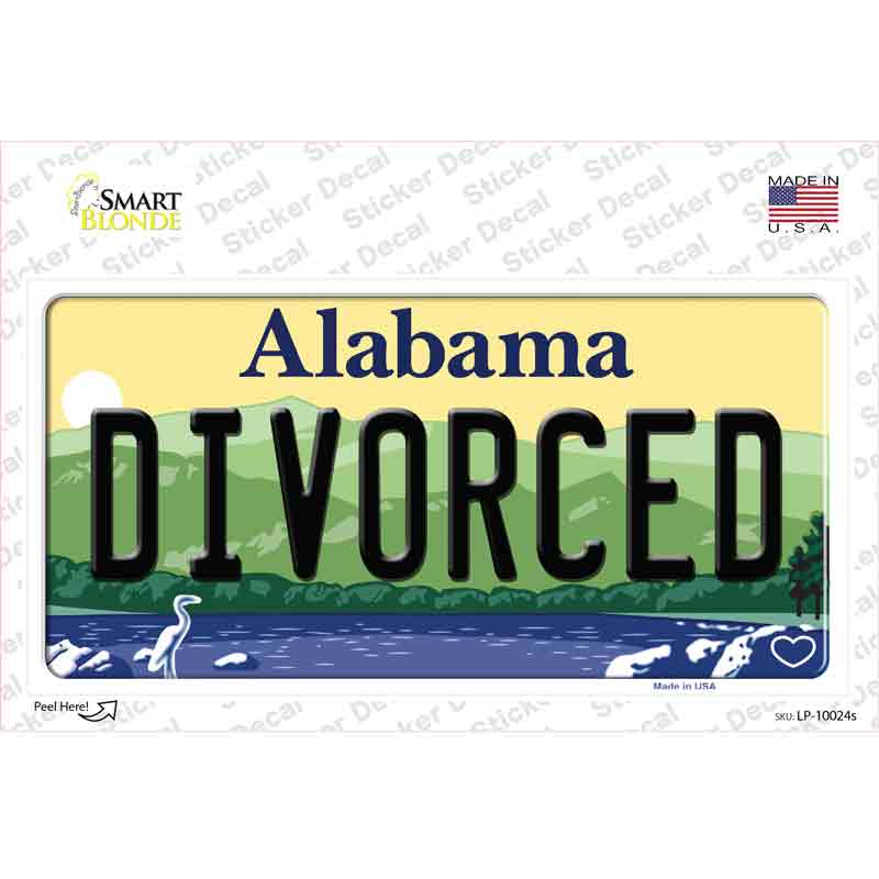 Divorced Alabama Novelty Sticker Decal Small