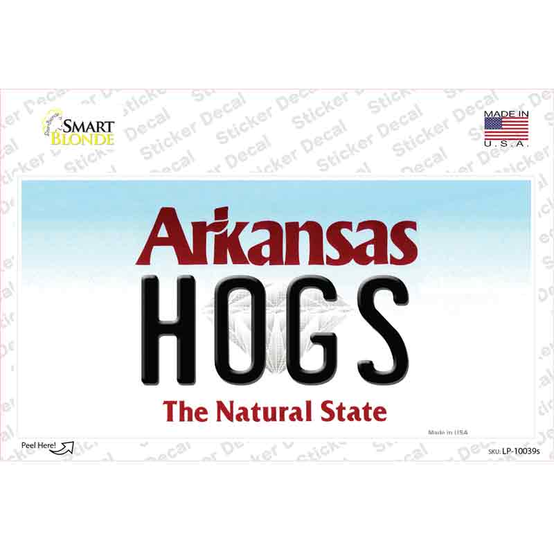 Hogs Arkansas Novelty Sticker Decal Small