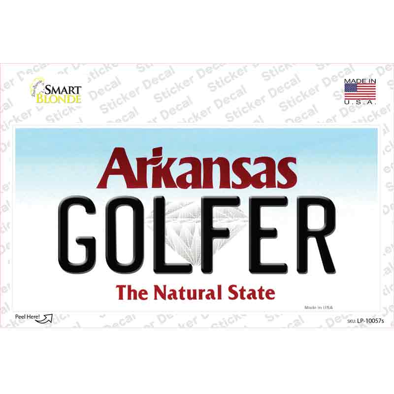 Golfer Arkansas Novelty Sticker Decal Small