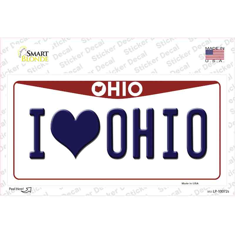 I Love Ohio Novelty Sticker Decal Small