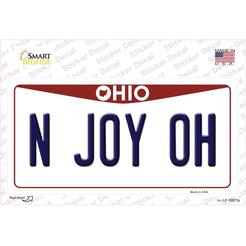 N Joy OH Ohio Novelty Sticker Decal Small