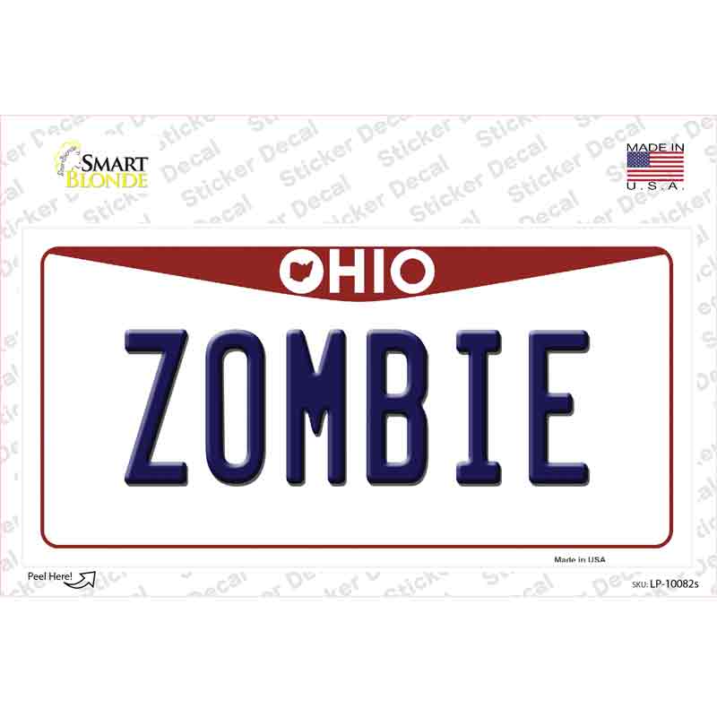 Zombie Ohio Novelty Sticker Decal Small