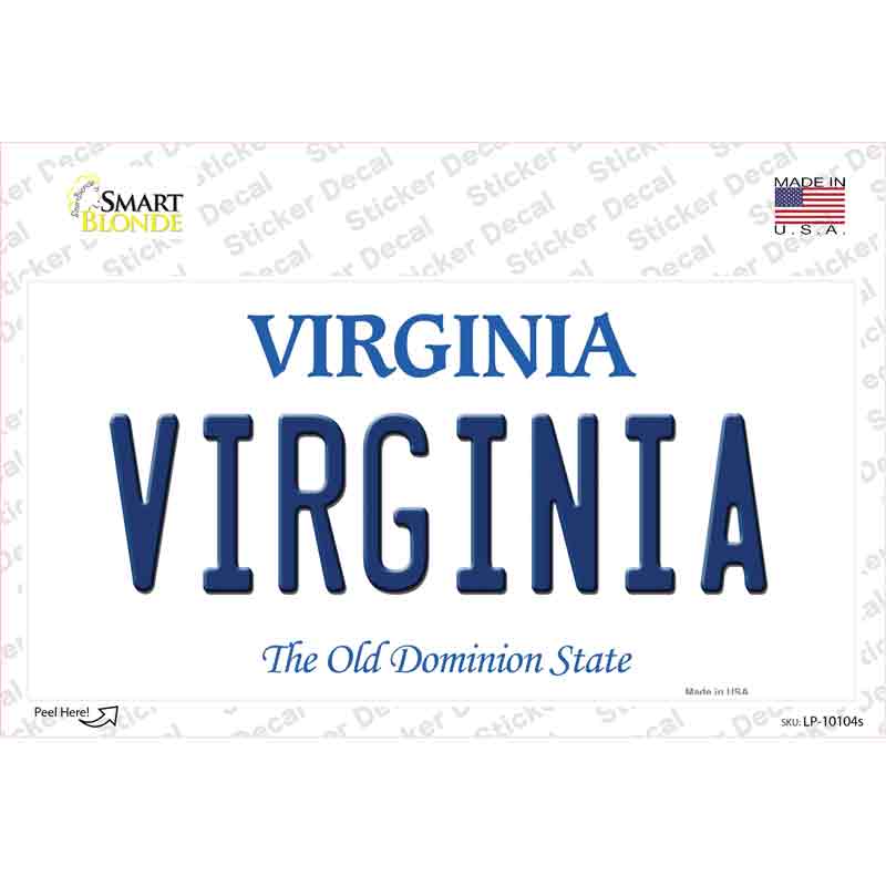 Virginia Novelty Sticker Decal Small