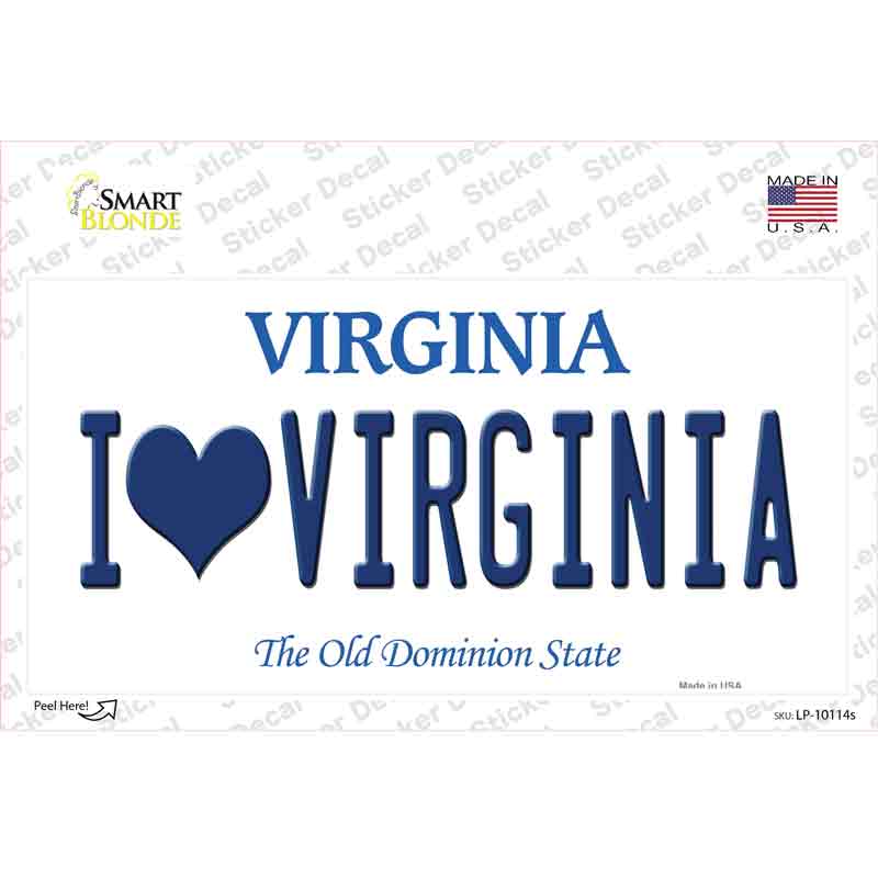 I Love Virginia Novelty Sticker Decal Small