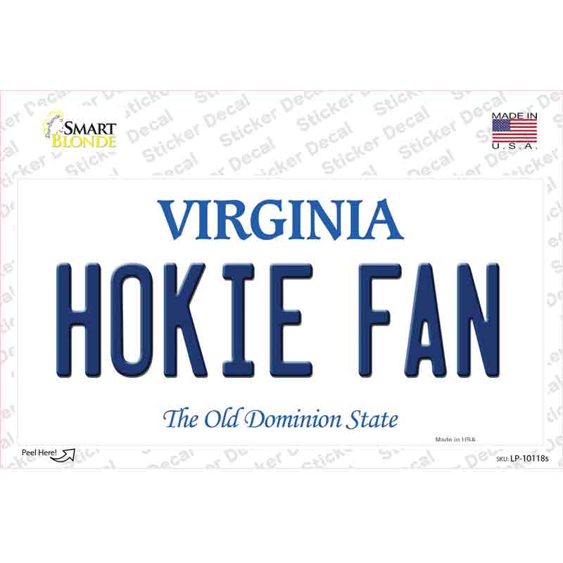 Hokie Fan Virginia Novelty Sticker Decal Small