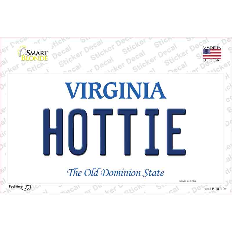 Hottie Virginia Novelty Sticker Decal Small