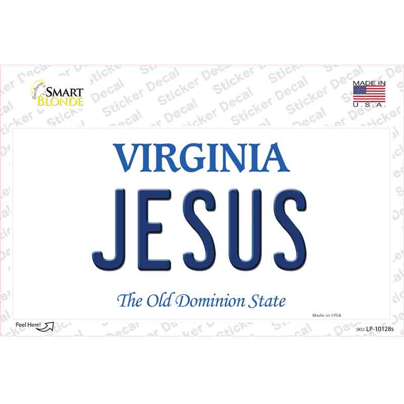 Jesus Virginia Novelty Sticker Decal Small