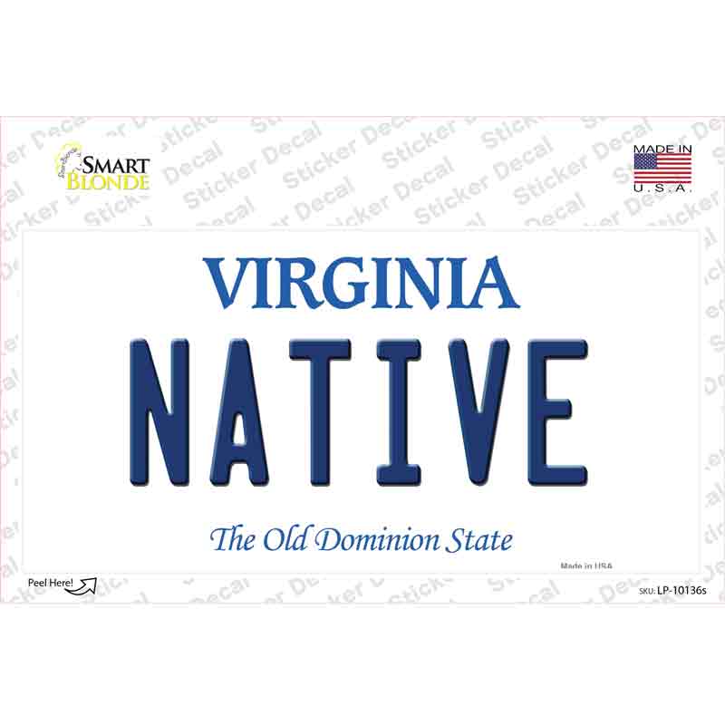 Native Virginia Novelty Sticker Decal Small