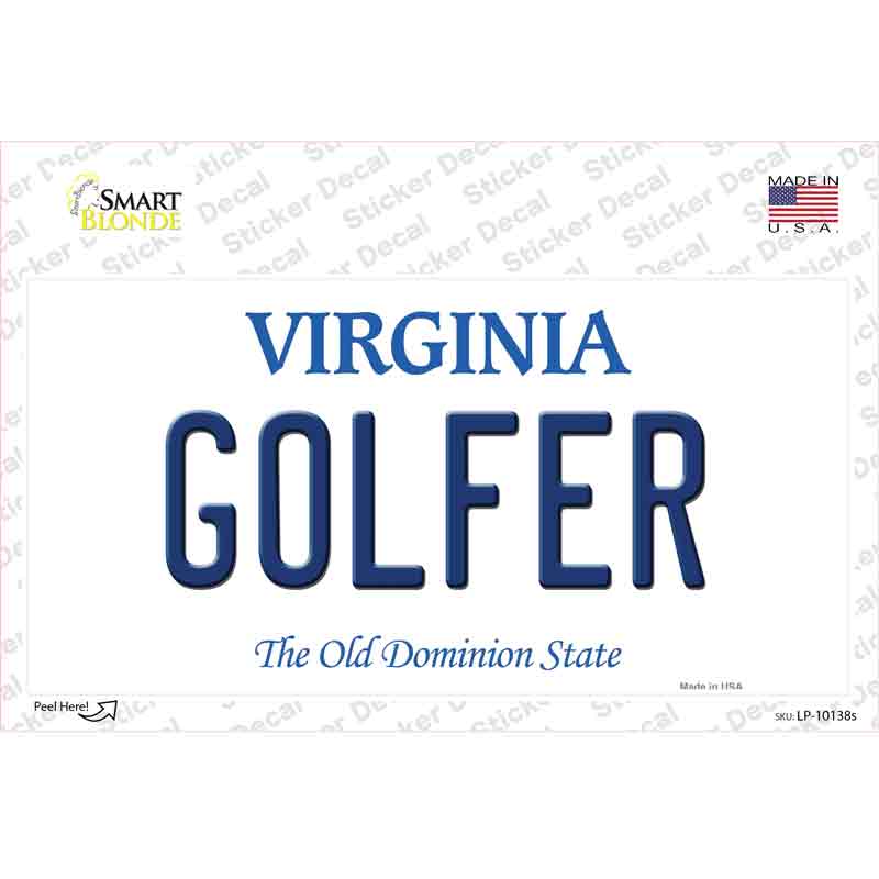 Golfer Virginia Novelty Sticker Decal Small