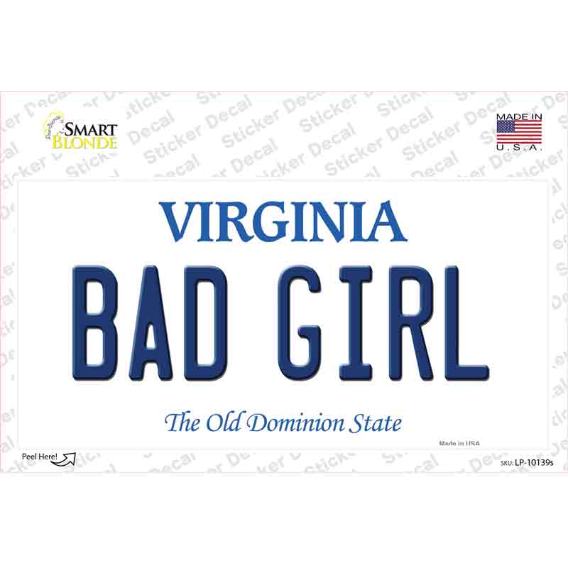 Bad Girl Virginia Novelty Sticker Decal Small