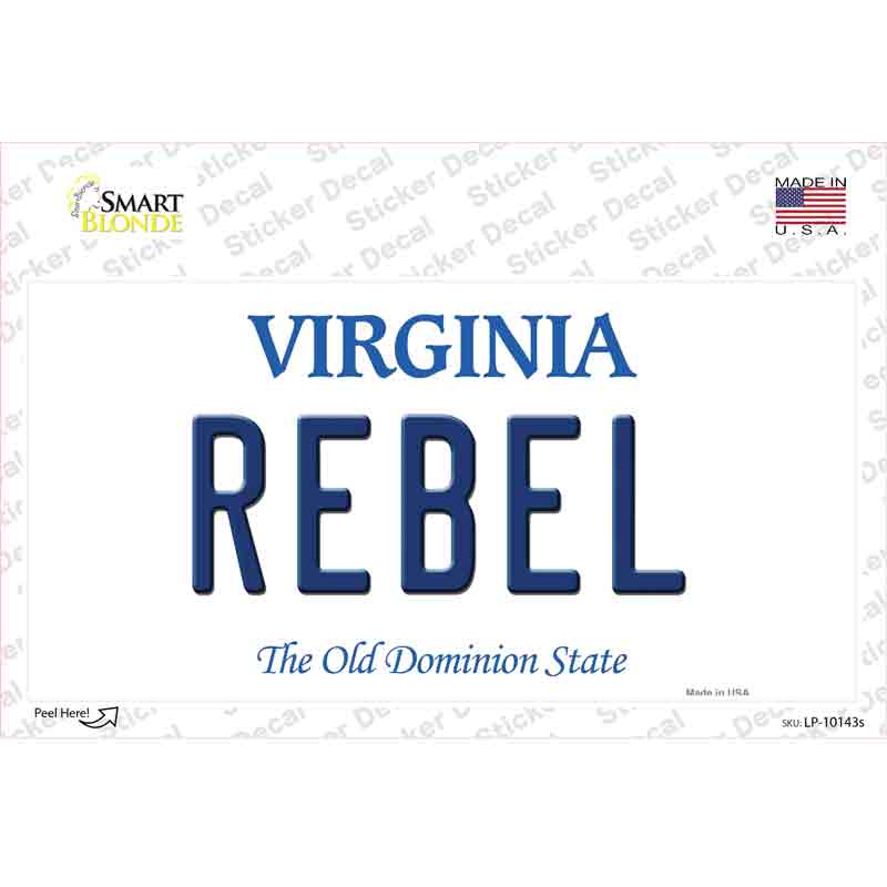 Rebel Virginia Novelty Sticker Decal Small