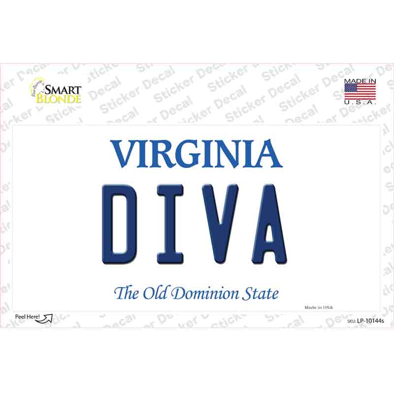 Diva Virginia Novelty Sticker Decal Small