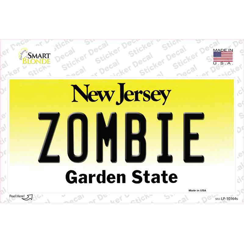 Zombie New Jersey Novelty Sticker Decal Small