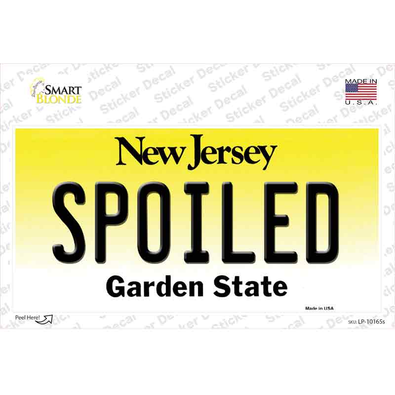 Spoiled New Jersey Novelty Sticker Decal Small