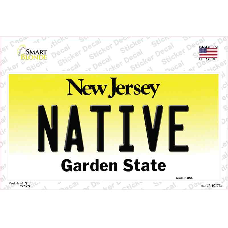 Native New Jersey Novelty Sticker Decal Small