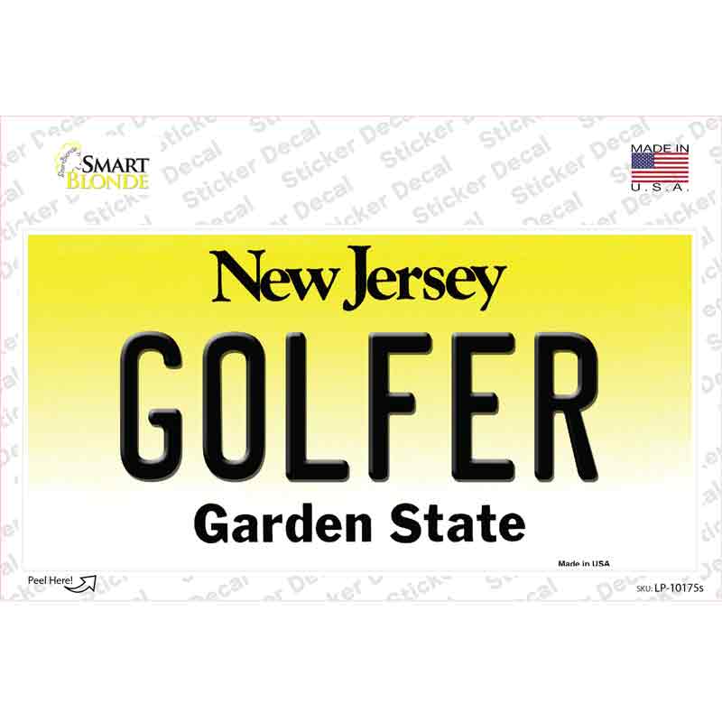 Golfer New Jersey Novelty Sticker Decal Small