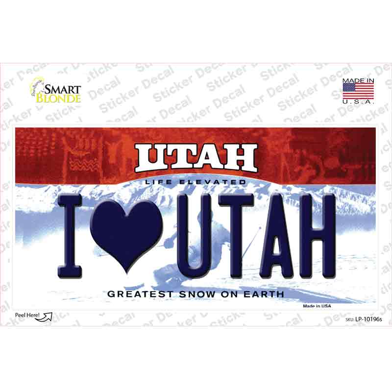 I Love Utah Novelty Sticker Decal Small