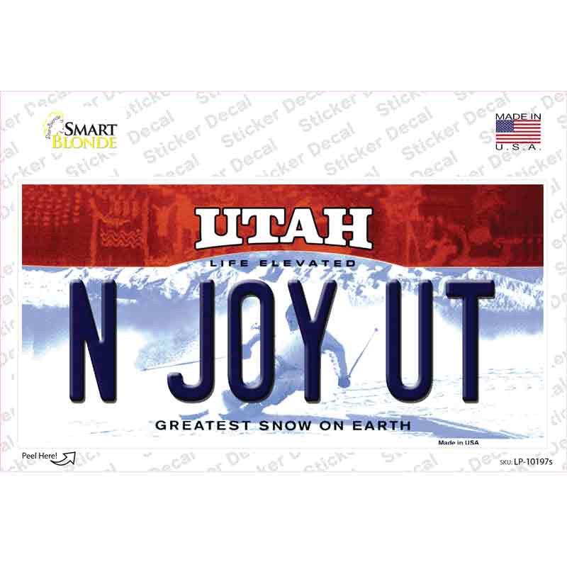 N Joy UT Utah Novelty Sticker Decal Small