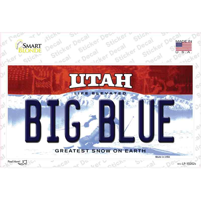 Big Blue Utah Novelty Sticker Decal Small