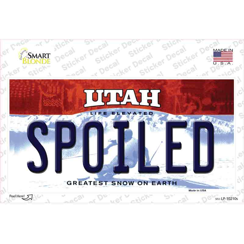 Spoiled Utah Novelty Sticker Decal Small