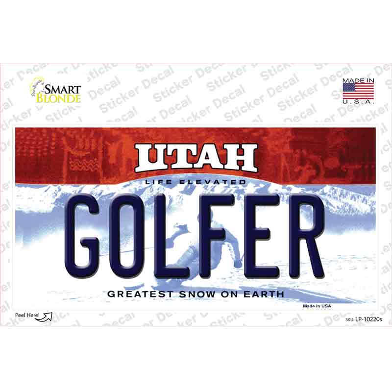 Golfer Utah Novelty Sticker Decal Small