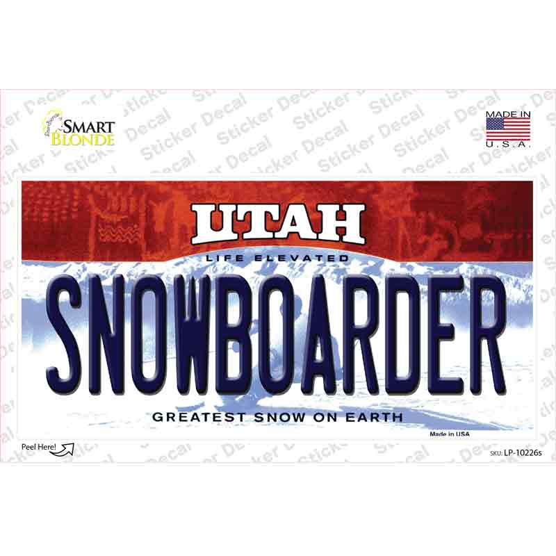 Snowboarder Utah Novelty Sticker Decal Small