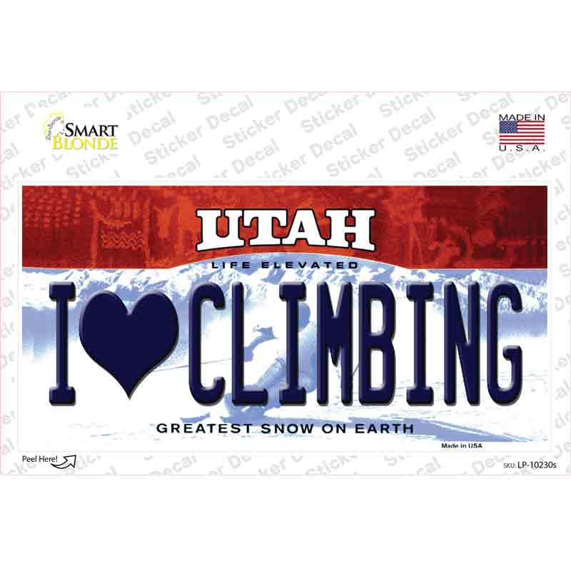 I Love Climbing Utah Novelty Sticker Decal Small