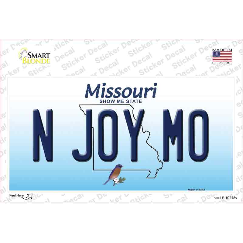 N Joy MO Missouri Novelty Sticker Decal Small