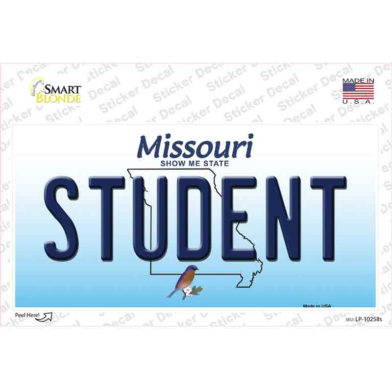 Student Missouri Novelty Sticker Decal Small