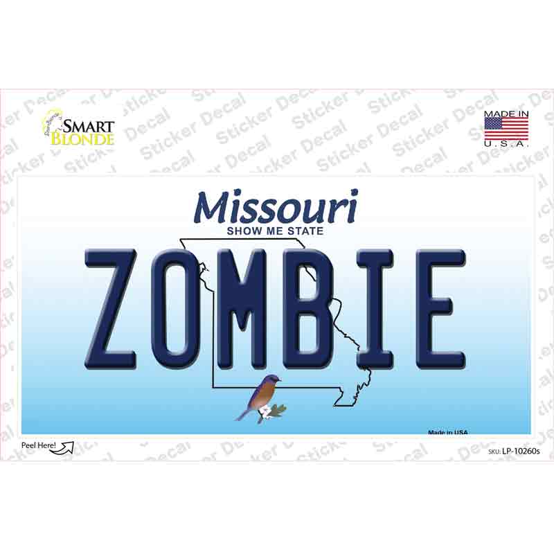 Zombie Missouri Novelty Sticker Decal Small