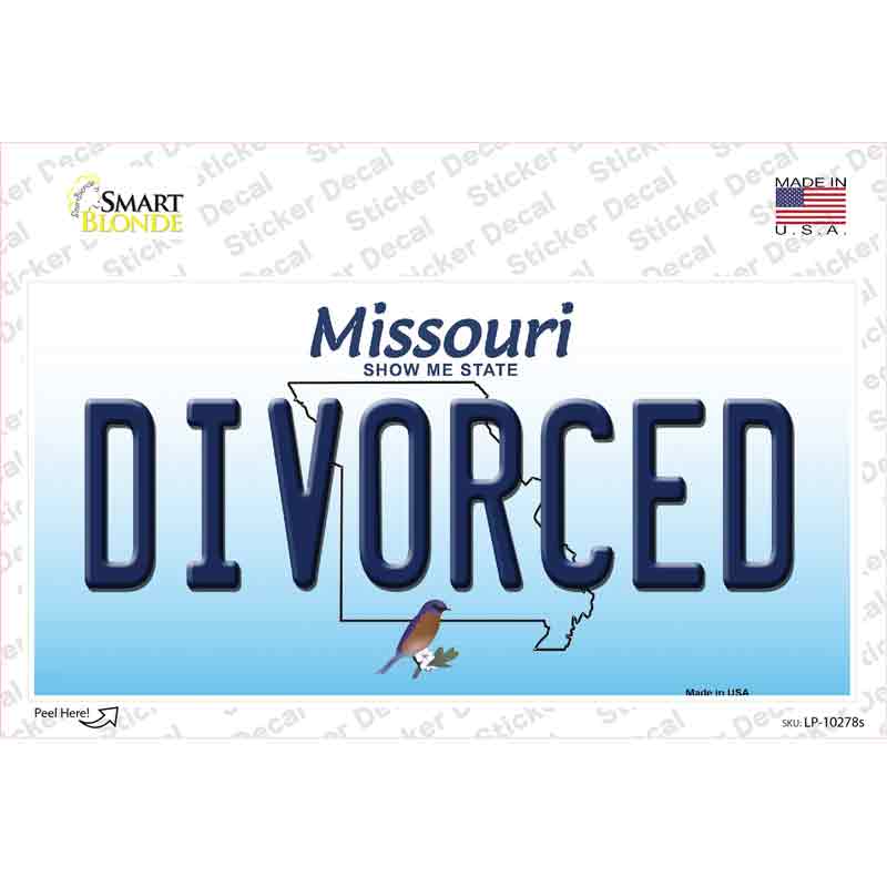 Divorced Missouri Novelty Sticker Decal Small