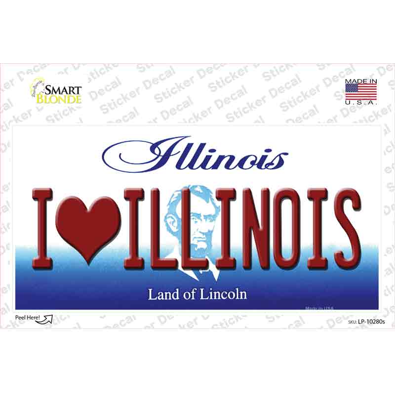 I Love Illinois Novelty Sticker Decal Small