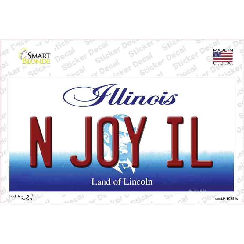 N Joy IL Illinois Novelty Sticker Decal Small