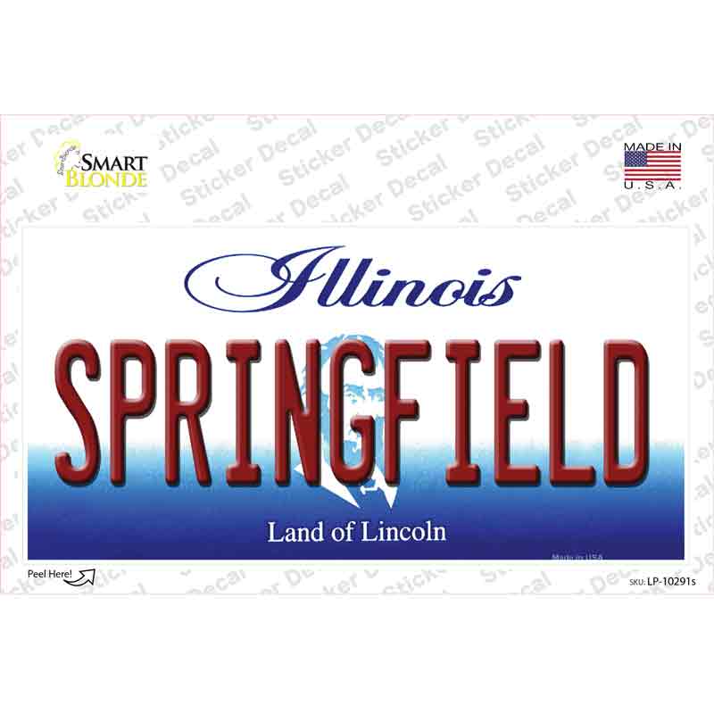 Springfield Illinois Novelty Sticker Decal Small